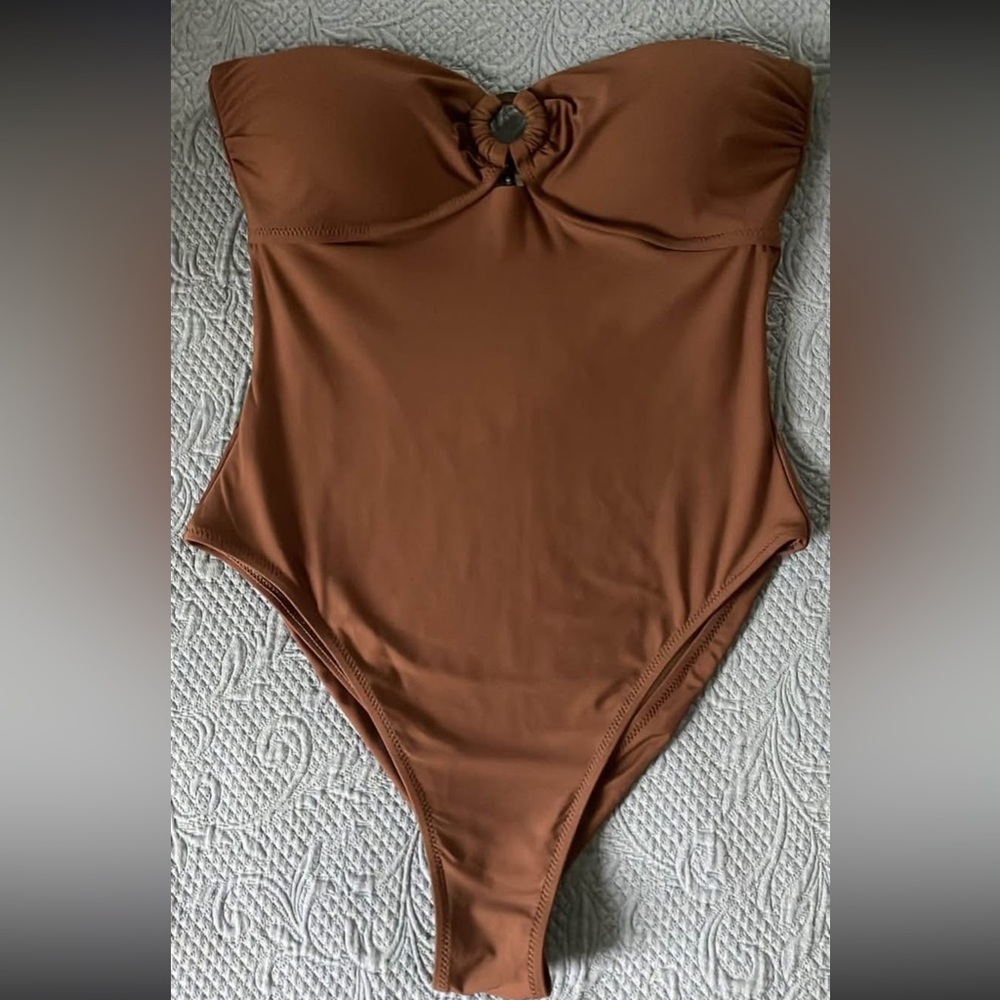 J. Crew Brown One Piece Swimsuit with Sweetheart Neckline